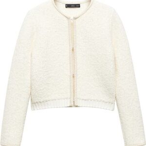 Mango Cream Bouclé Cropped Cardigan Jacket